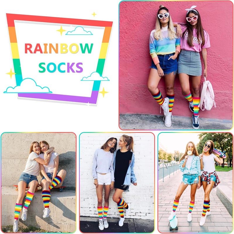 Junely 2 Pairs Leg Warmers for Women 80s Ribbed Knit Leg Warmer Pack for Ballet Dance Figure Skating Yoga Party Neon - Image 2